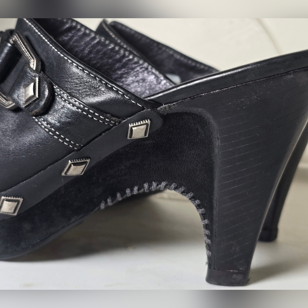 Cole Haan Black Leather Studded Mules 7 1/2 - Picture 8 of 12